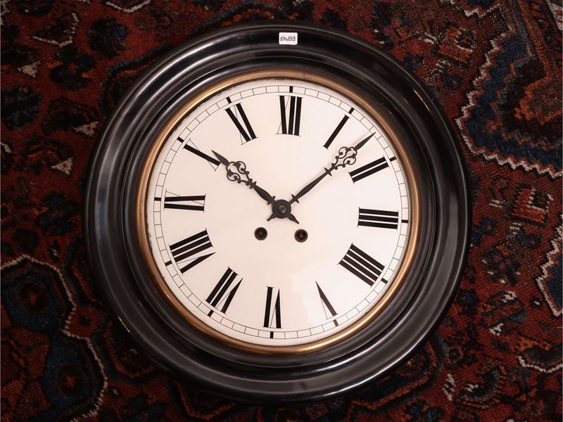 Orologio a Parete con Cornice in Legno Ebanizzato