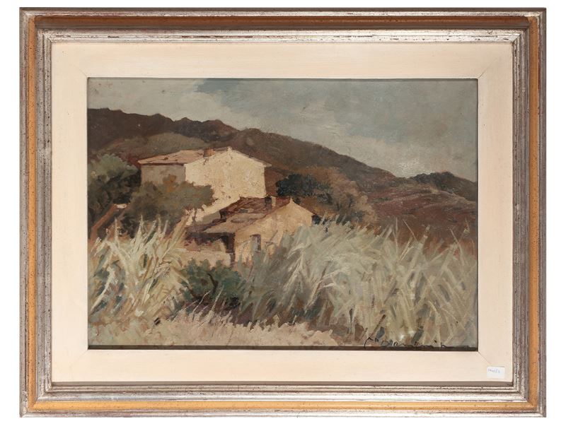 Carlo Domenici - Paesaggio con Veduta di Casa