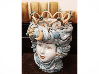 Coppia di Vasi Antropomorfi in Ceramica, Artigianato Siciliano
