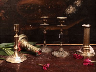 Piccoli Candelieri D'epoca in Ottone