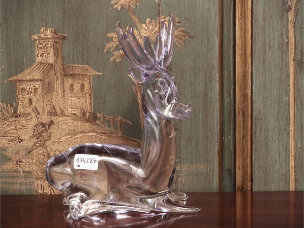Cervo in vetro soffiato trasparente