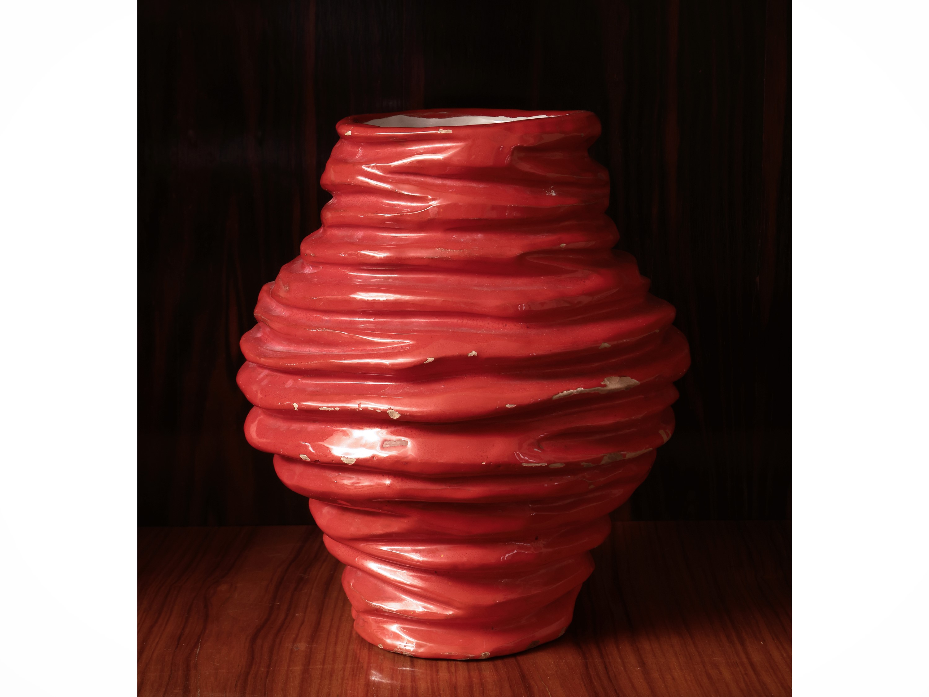 Vaso in ceramica rossa, altezza cm 26
