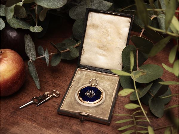 Orologio da tasca in oro e smalti, Andrè Liodet à Geneve