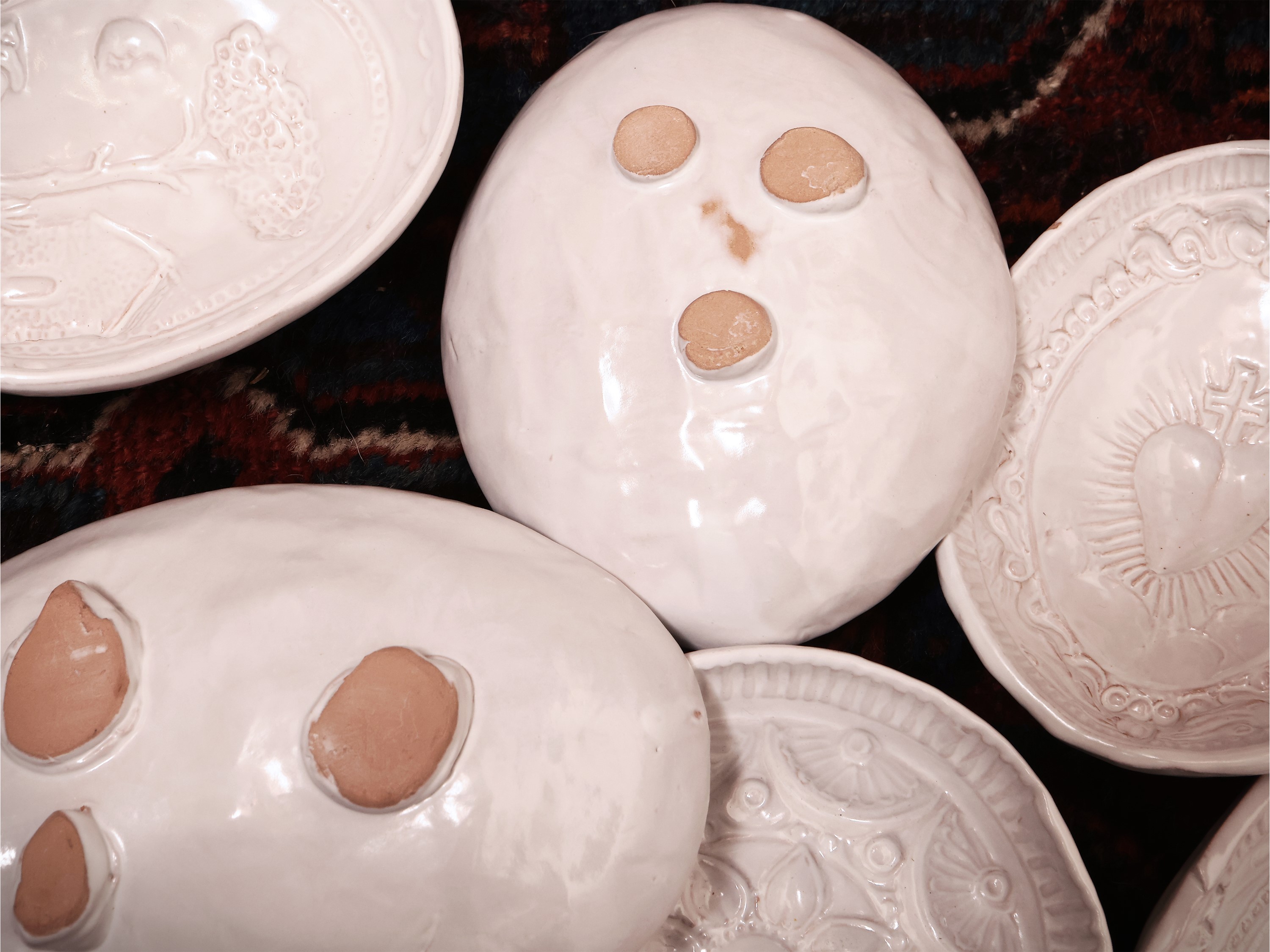 Raccolta di Sei Formine in Terracotta Smaltata per Gelo di Melone e Budini