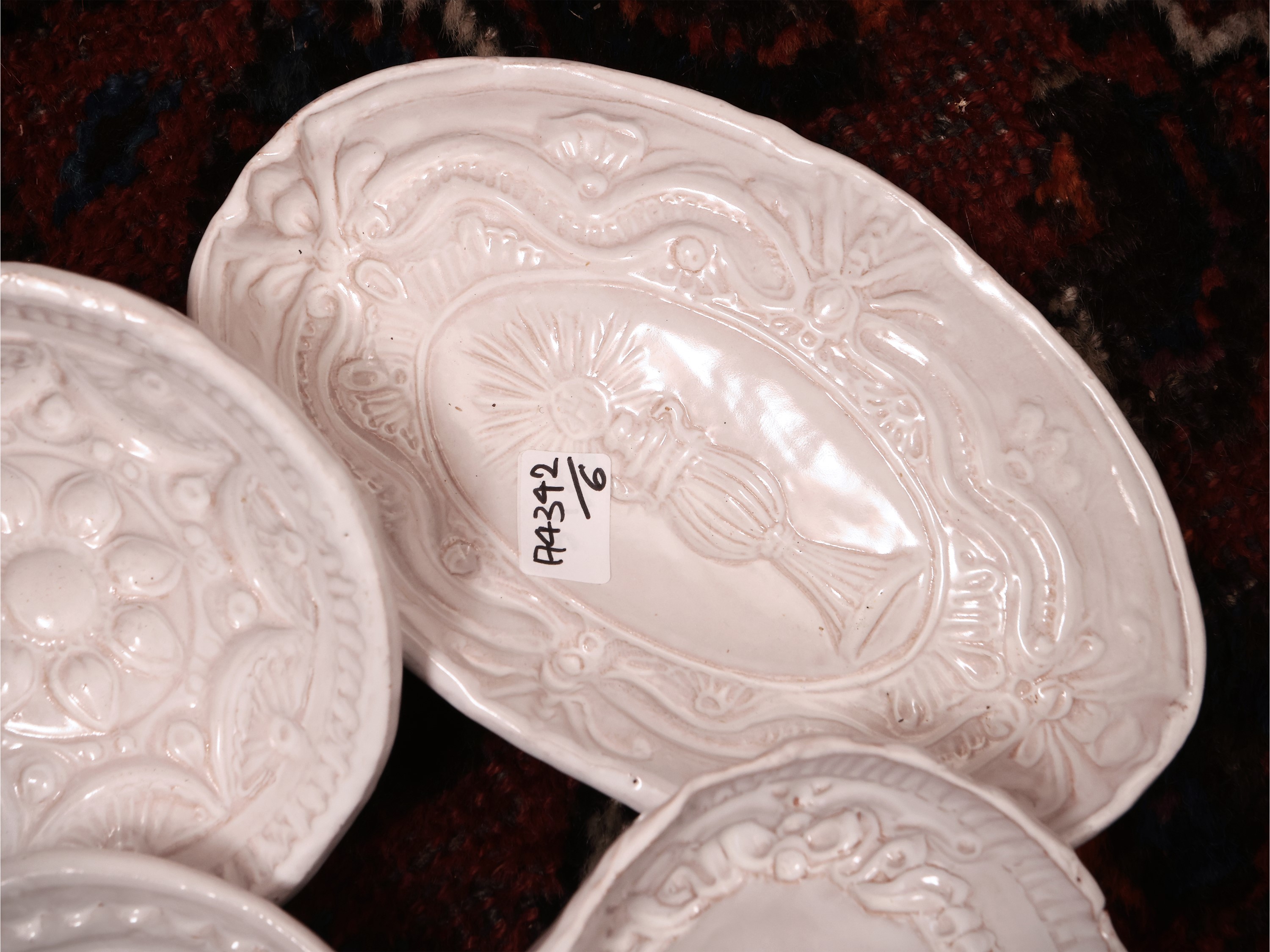 Raccolta di Sei Formine in Terracotta Smaltata per Gelo di Melone e Budini