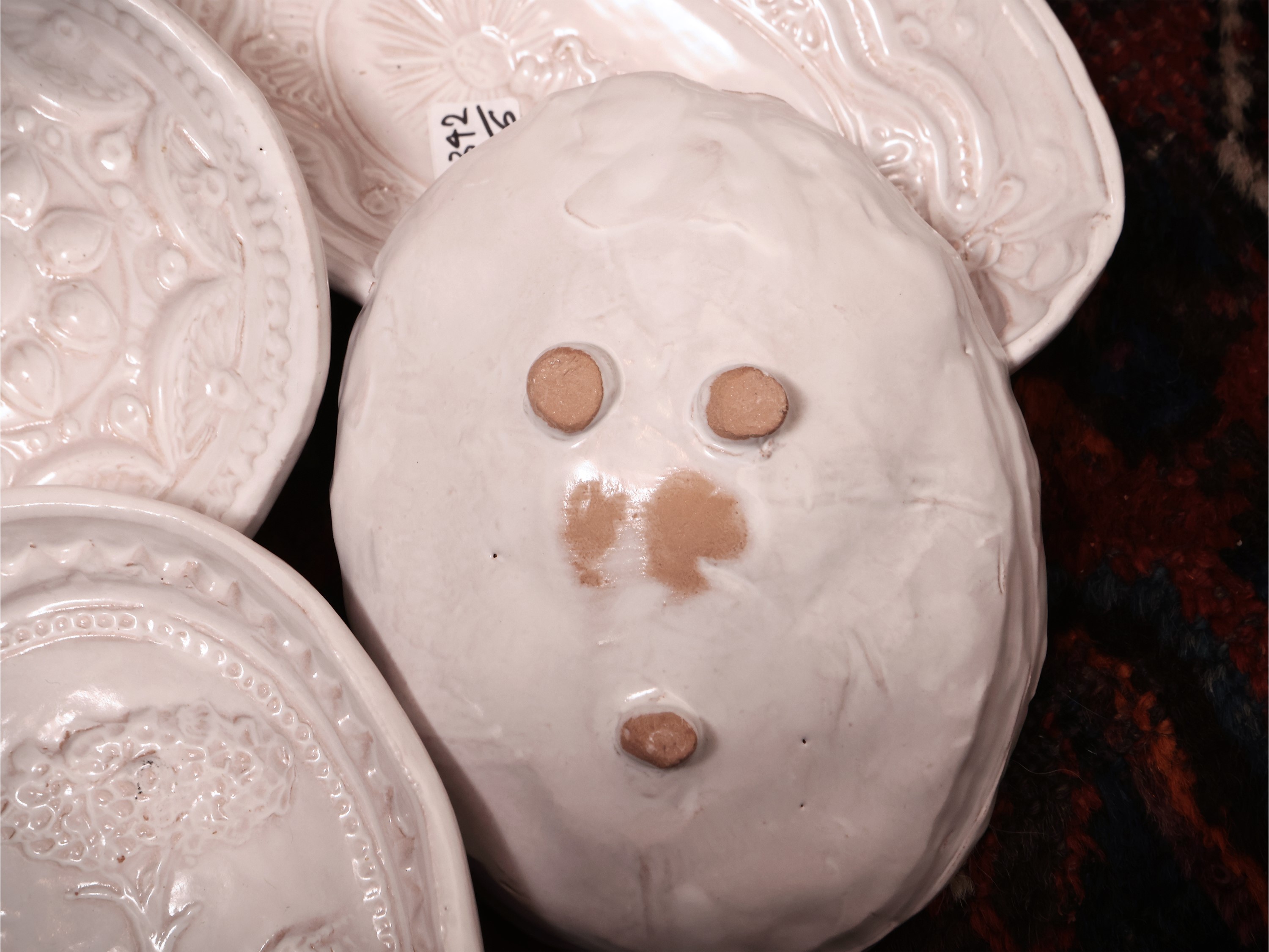 Raccolta di Sei Formine in Terracotta Smaltata per Gelo di Melone e Budini