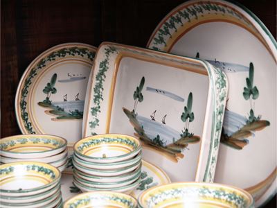 Servizio da Piatti Campagnoli in Terracotta Smaltata, Caltagirone