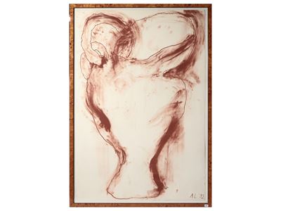 Senza titolo, 1992, sanguigna su carta applicata