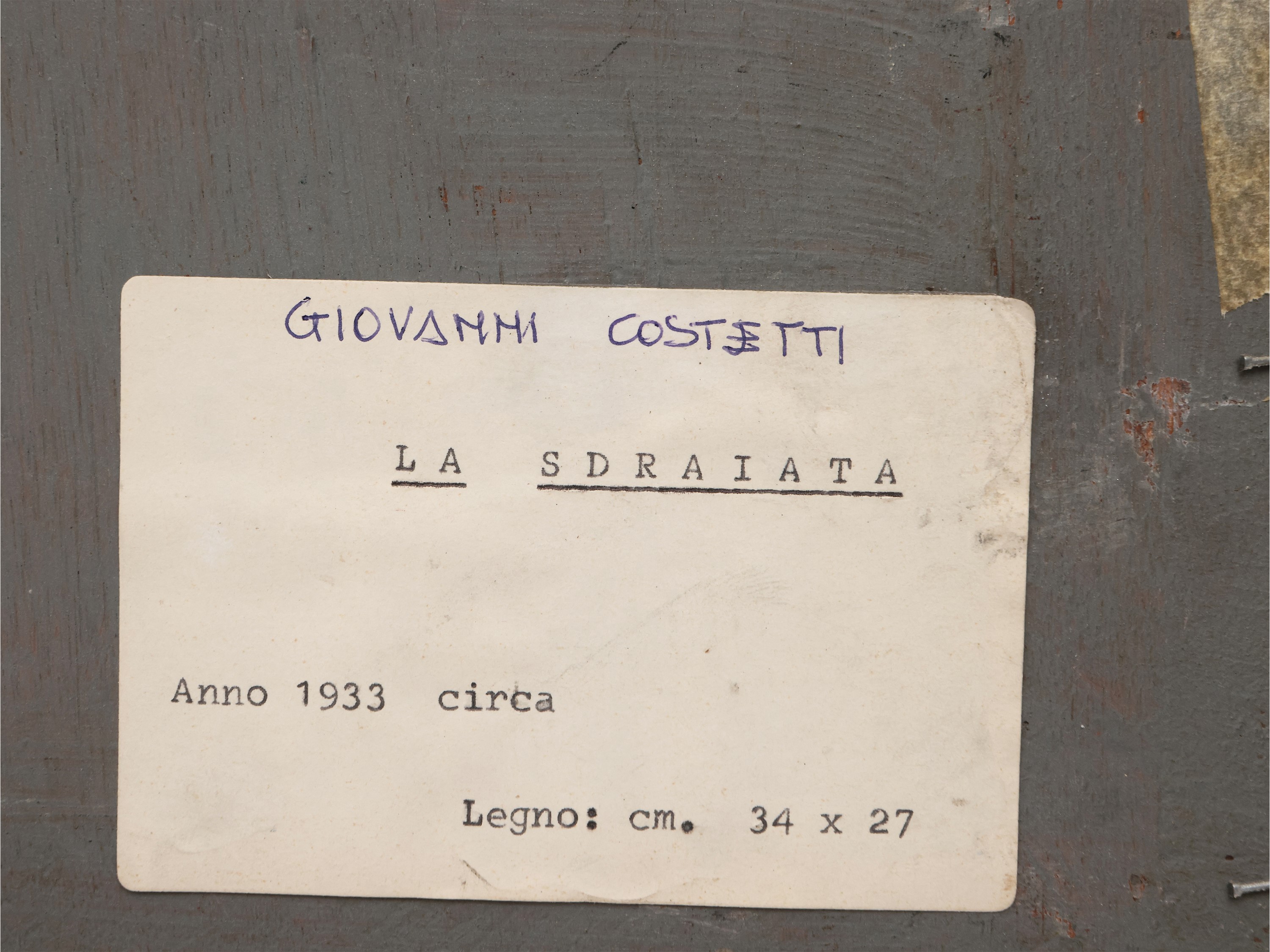 Giovanni Costetti - Sdraiata, olio su tavoletta, 1930