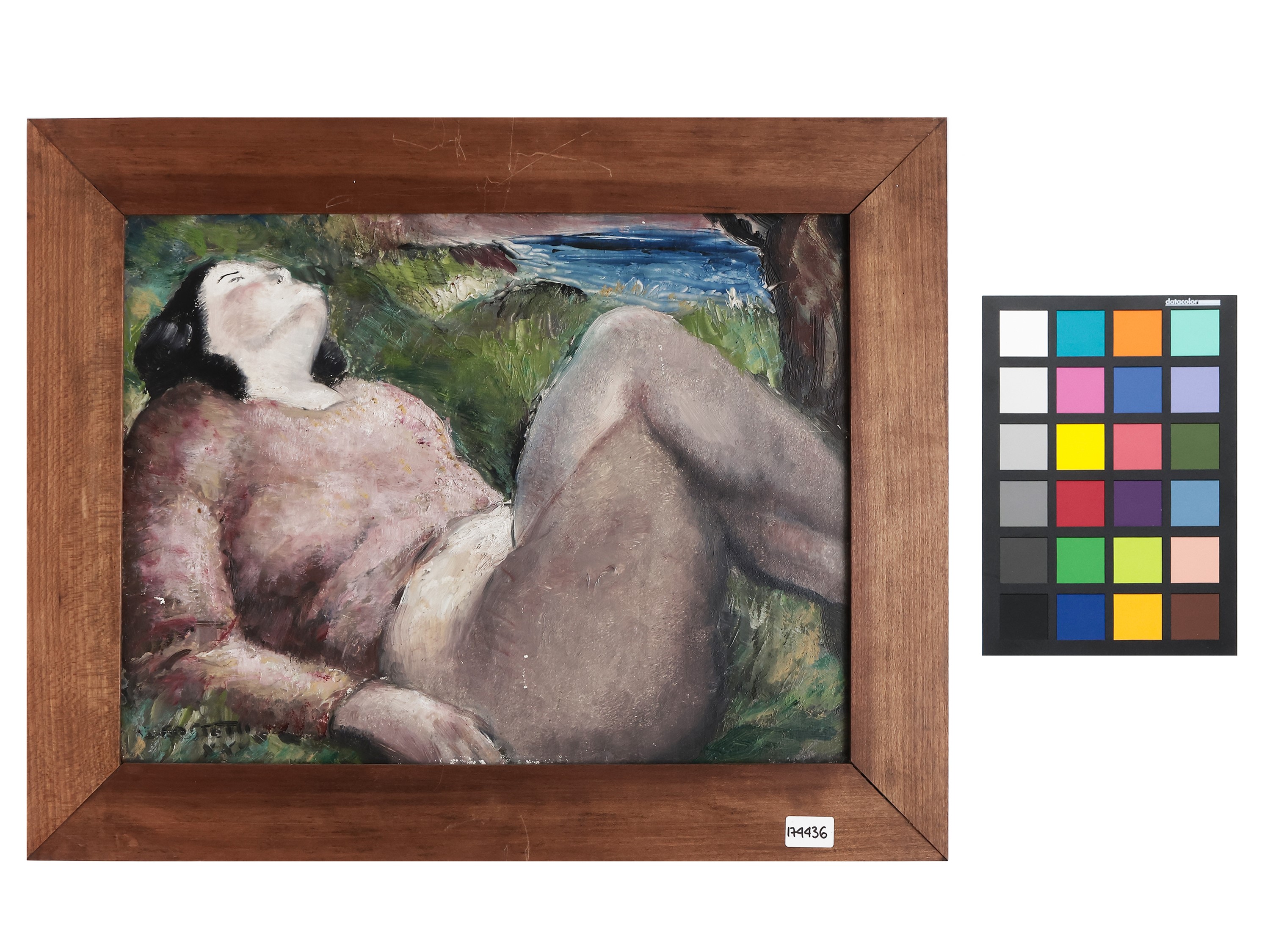 Giovanni Costetti - Sdraiata, olio su tavoletta, 1930