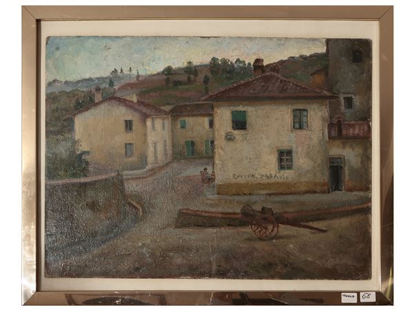 Scuola toscana del XX secolo - Scorcio di paese