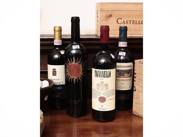 Cinque bottiglie di vini rossi di pregio