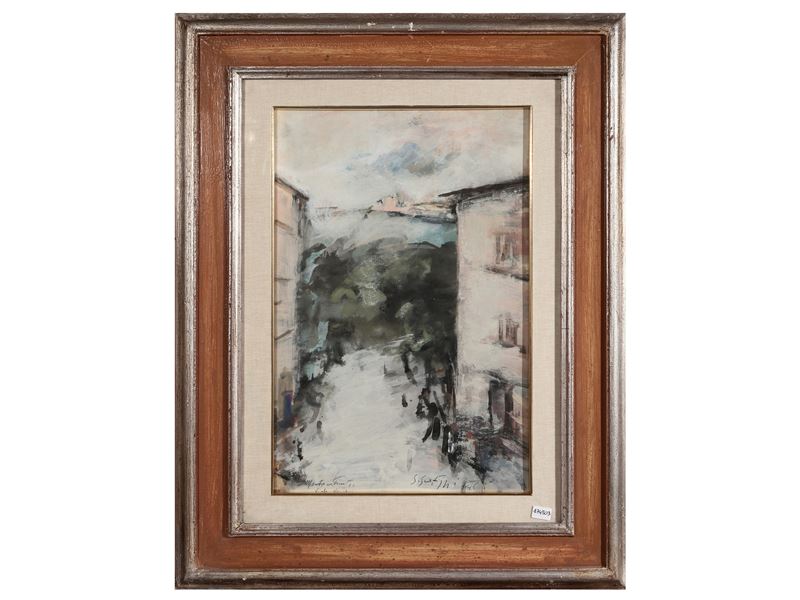 Sergio Scatizzi - Paesaggio, tecnica mista su cartone, 1946