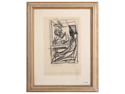 Studio per il dipinto di Assisi (cittadella cristiana), carboncino su carta