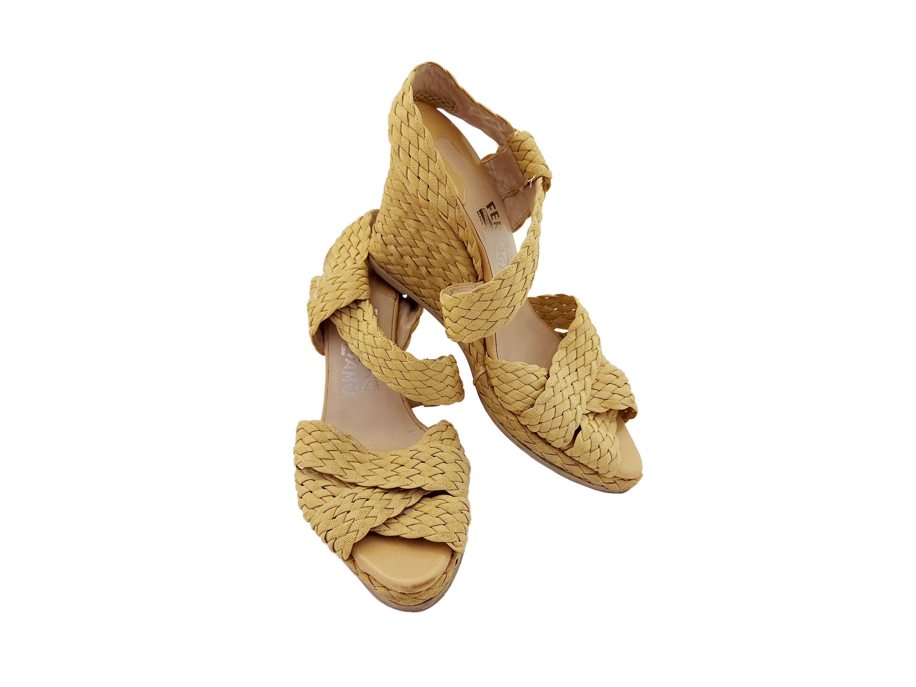 Salvatore Ferragamo - Sandali in Tessuto Intrecciato Beige