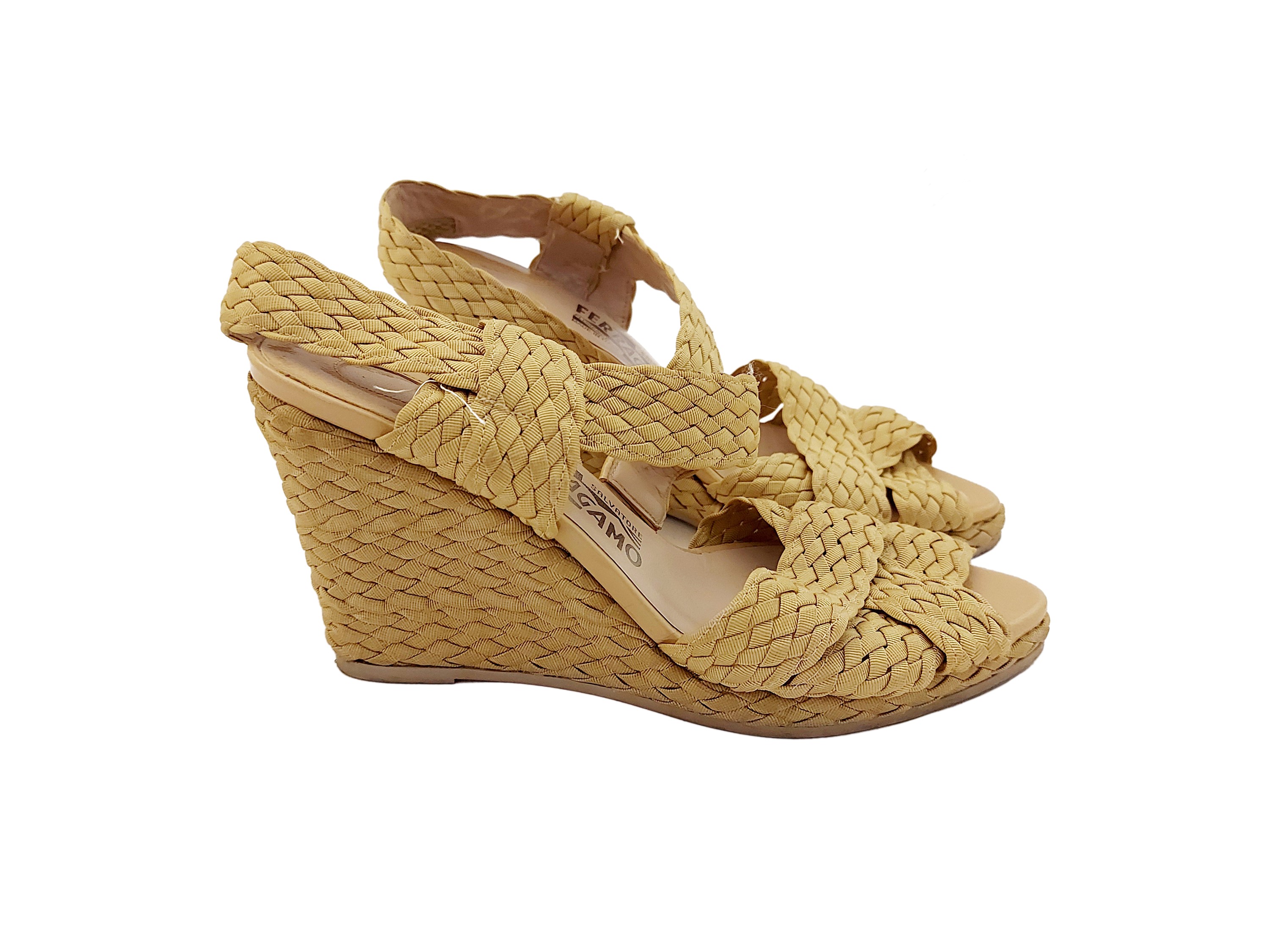 Salvatore Ferragamo - Sandali in Tessuto Intrecciato Beige