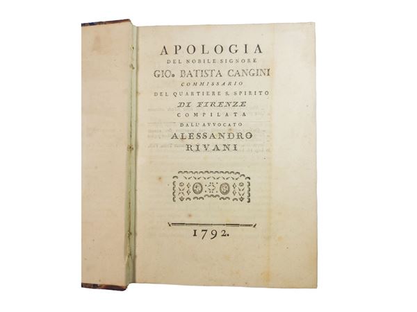 Alessandro Rivani - Apologia del Nobile Signore Gio. Batista Cangini