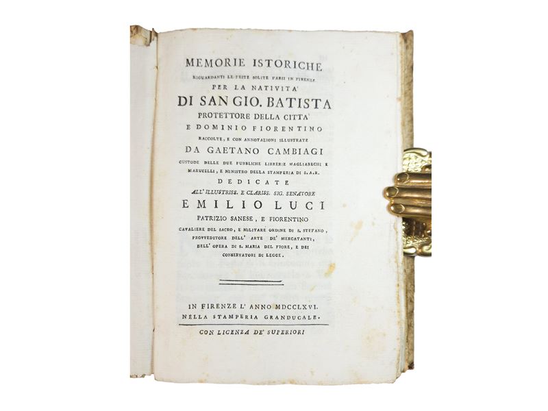 Gaetano Cambiagi - Memorie Istoriche Riguardanti le Feste Solite Farsi in Firenze per la Natività...