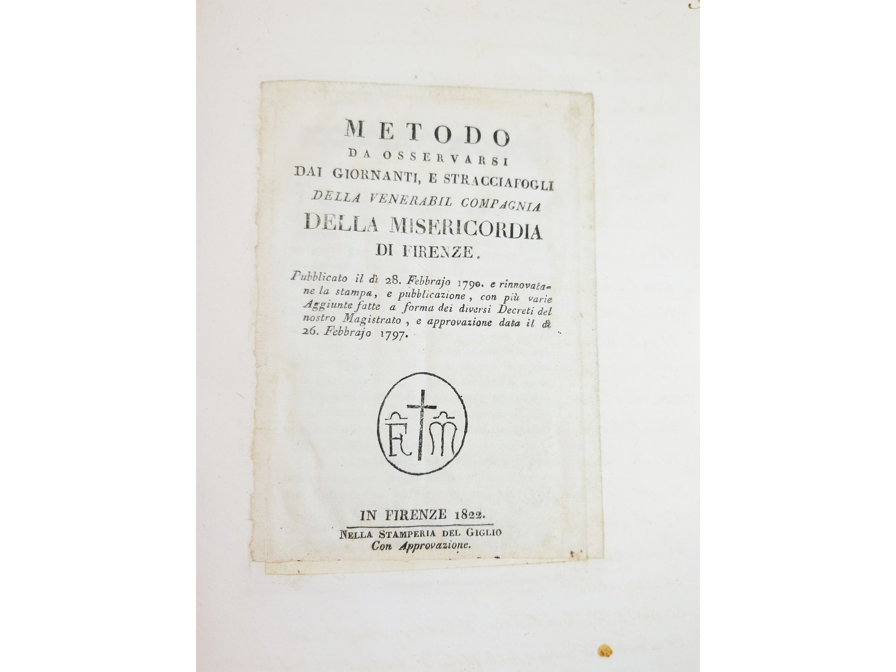 Capitoli della V. Compagnia della Misericordia di Firenze: Manoscritto