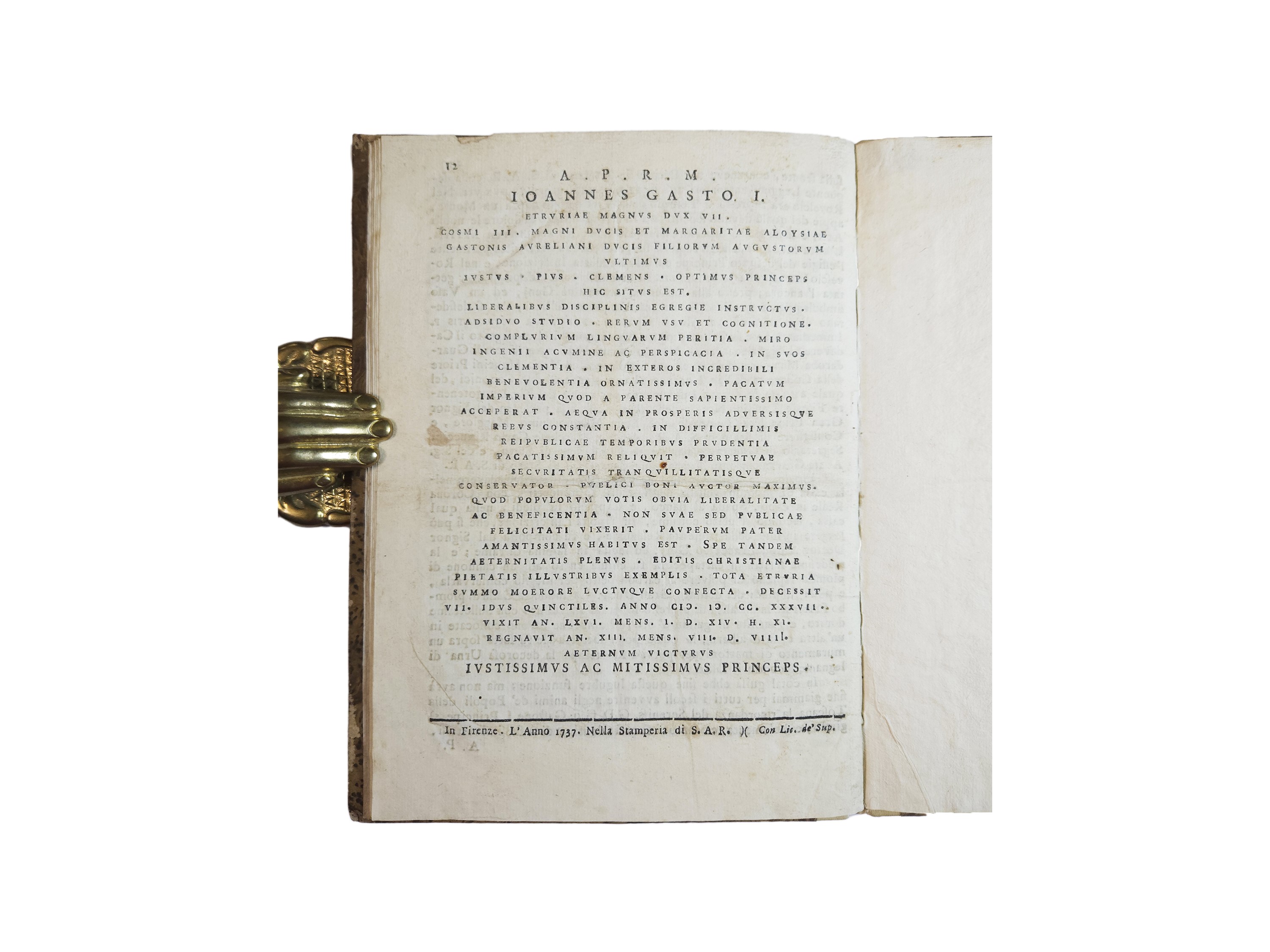 Relazione Dell’ultima Malattia Morte, e Sepoltura Dell’altezza Reale del Serenissimo Gio: Gastone...