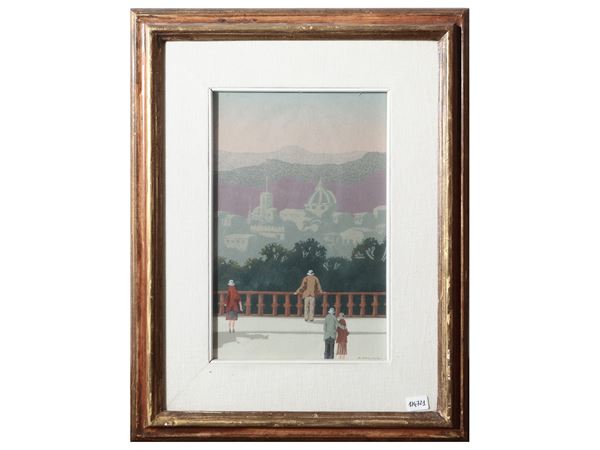 Enrico Faustini - Piazzale Michelangelo with figures