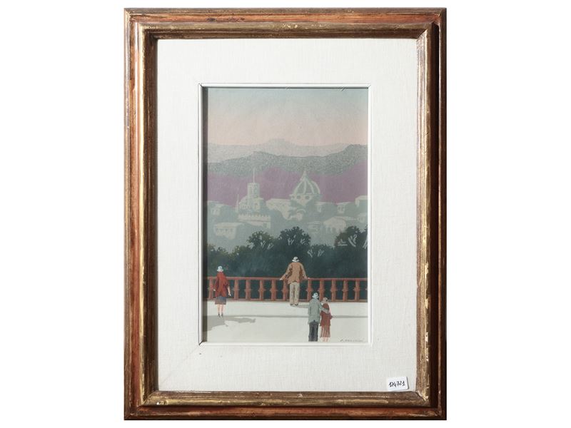 Enrico Faustini - Piazzale Michelangelo con Figure