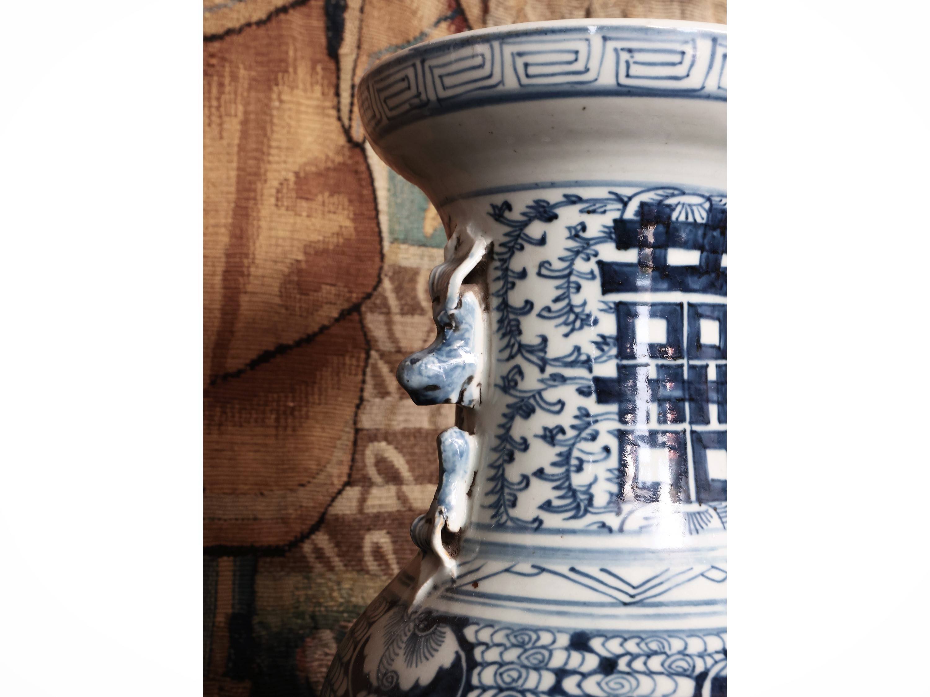 Vaso in Porcellana Bianco Blu