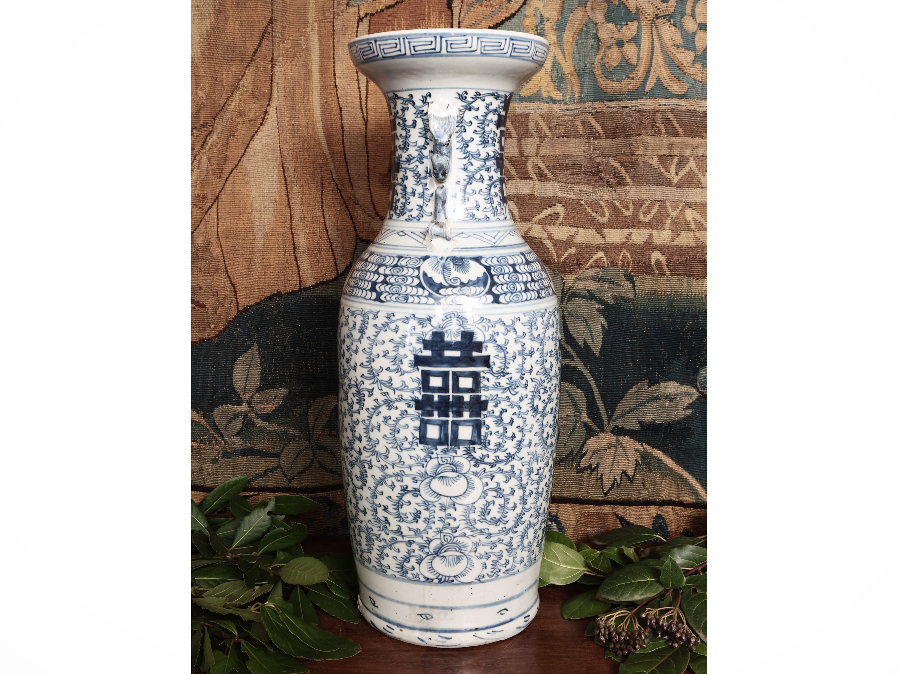 Vaso in Porcellana Bianco Blu