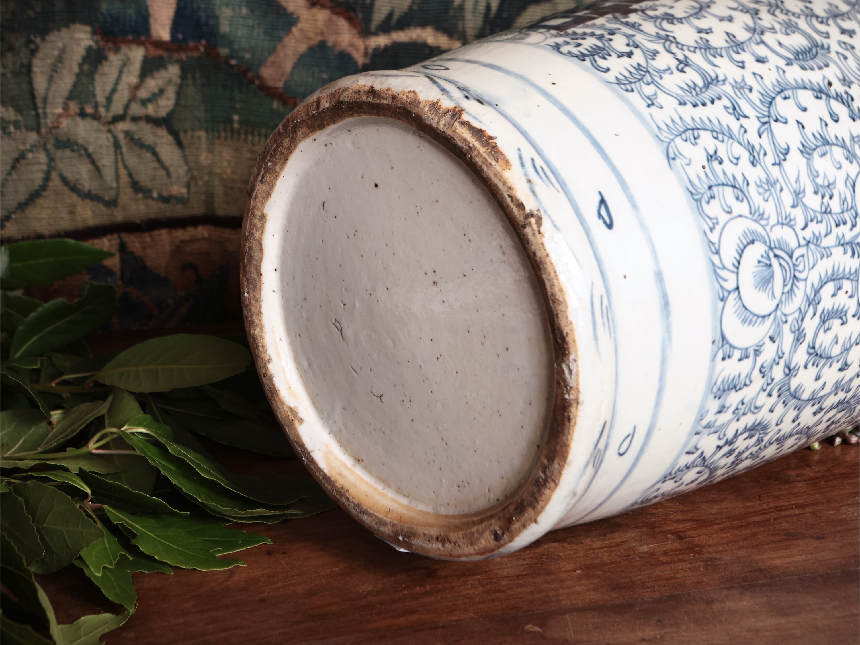 Vaso in Porcellana Bianco Blu