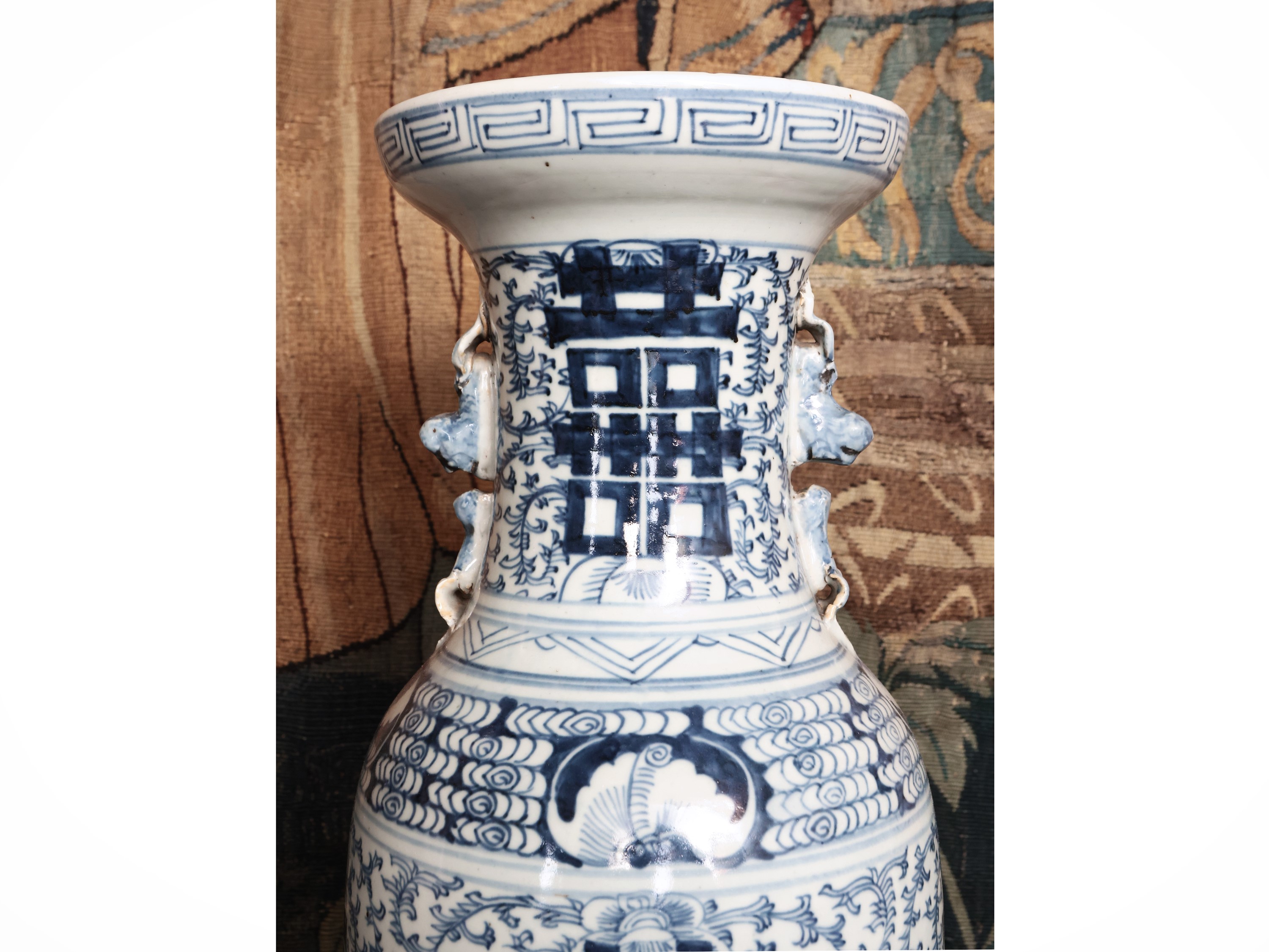 Vaso in Porcellana Bianco Blu