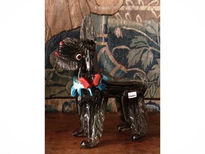 Figura di Cane Schnauzer in Vetro Fumè