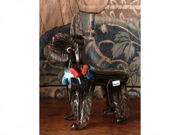 Figura di cane Schnauzer in vetro fumè