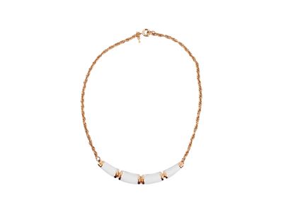 Trifari - Collana in Metallo Golden Tone e Smalto Bianco