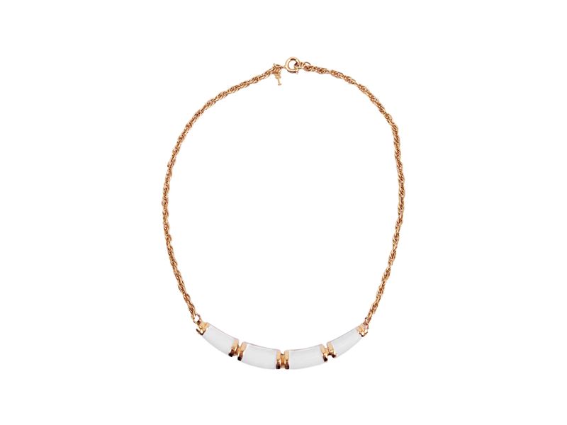 Trifari - Collana in Metallo Golden Tone e Smalto Bianco