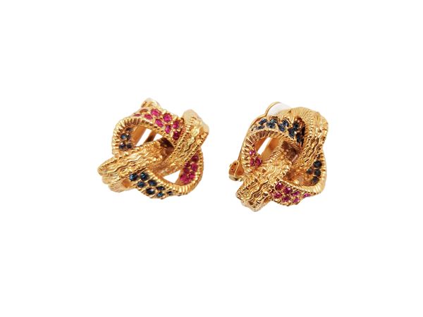 Orecchini a clip in metallo golden tone a forma di nodo