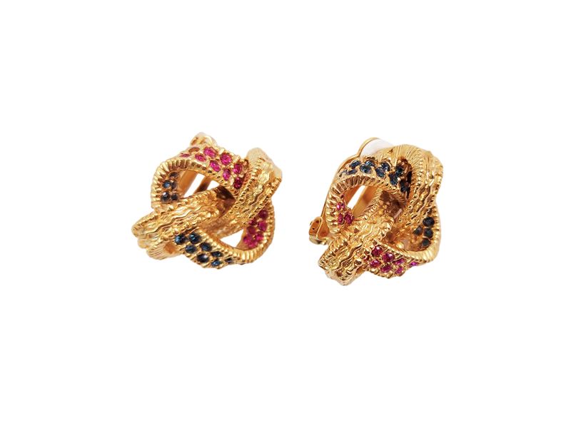 Orecchini a Clip in Metallo Golden Tone a Forma di Nodo