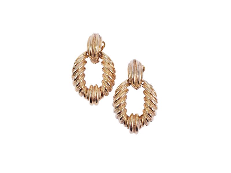Orecchini a Clip Pendenti in Metallo Golden Tone