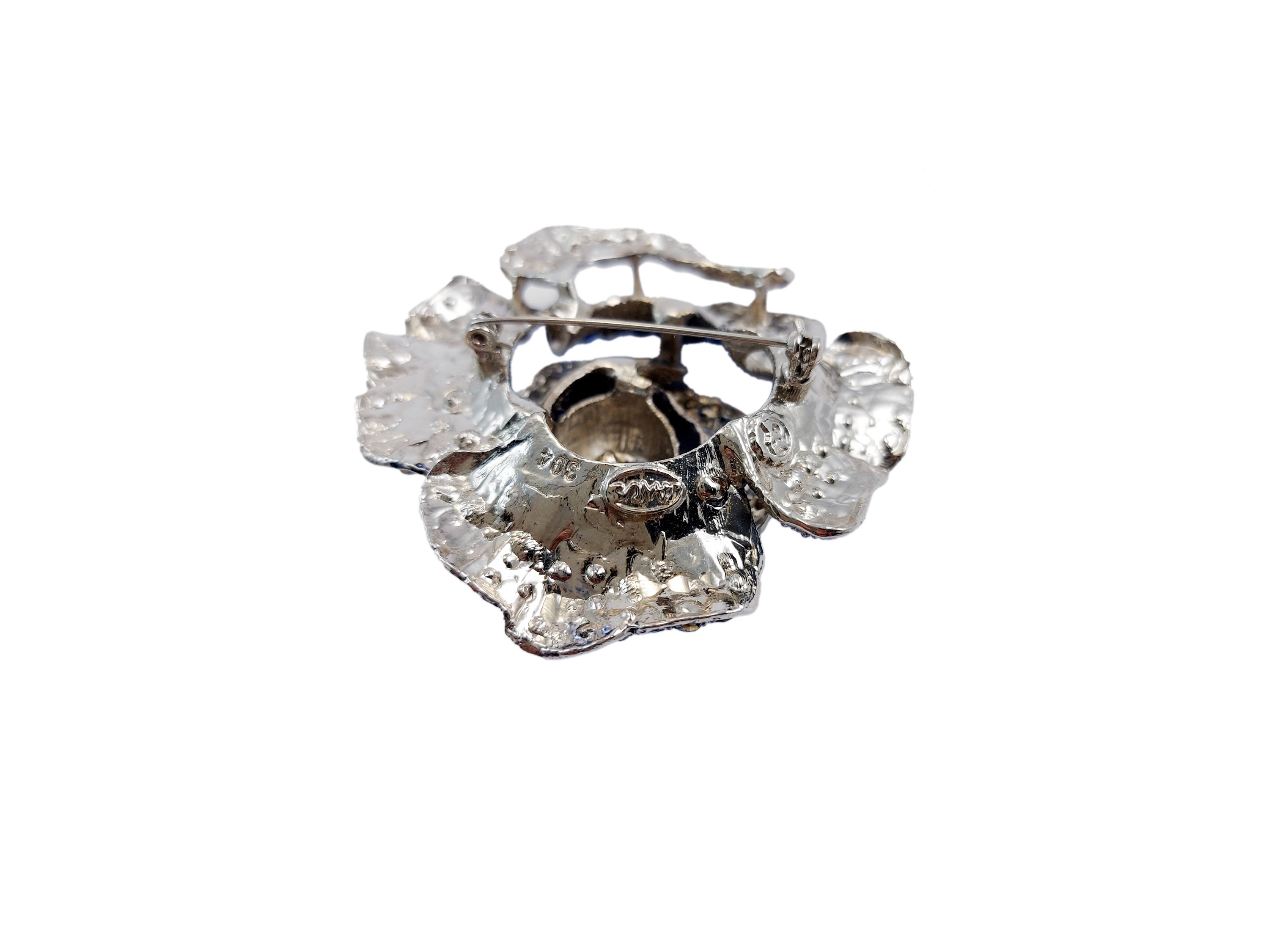 Spilla floreale in metallo brunito