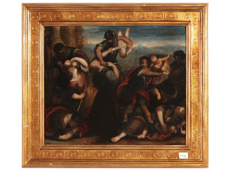 Scuola Fiamminga del XVII Secolo - Giudizio di Salomone - Strage degli Innocenti
