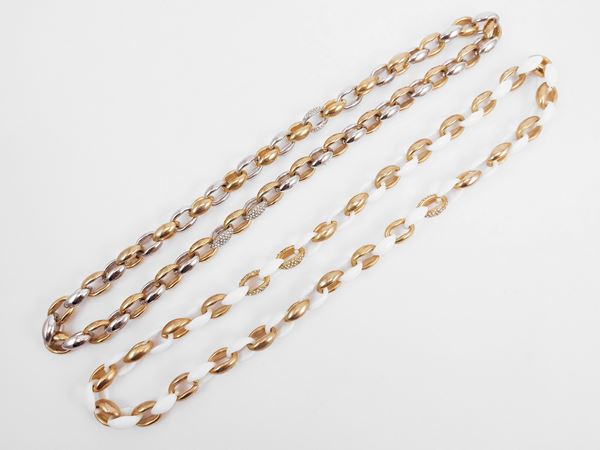 Two long resin necklaces