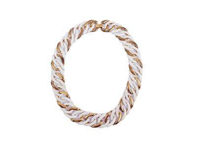 Napier - Collana a Catena in Smalto Bianco e Metallo Golden Tone