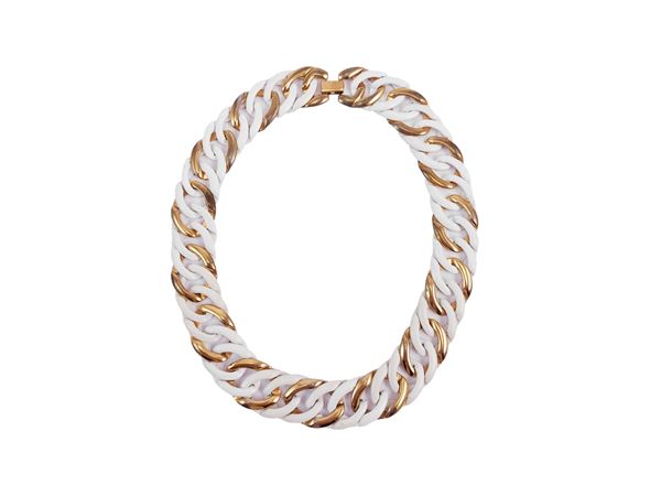 Napier - Golden Tone white chain and metal necklace