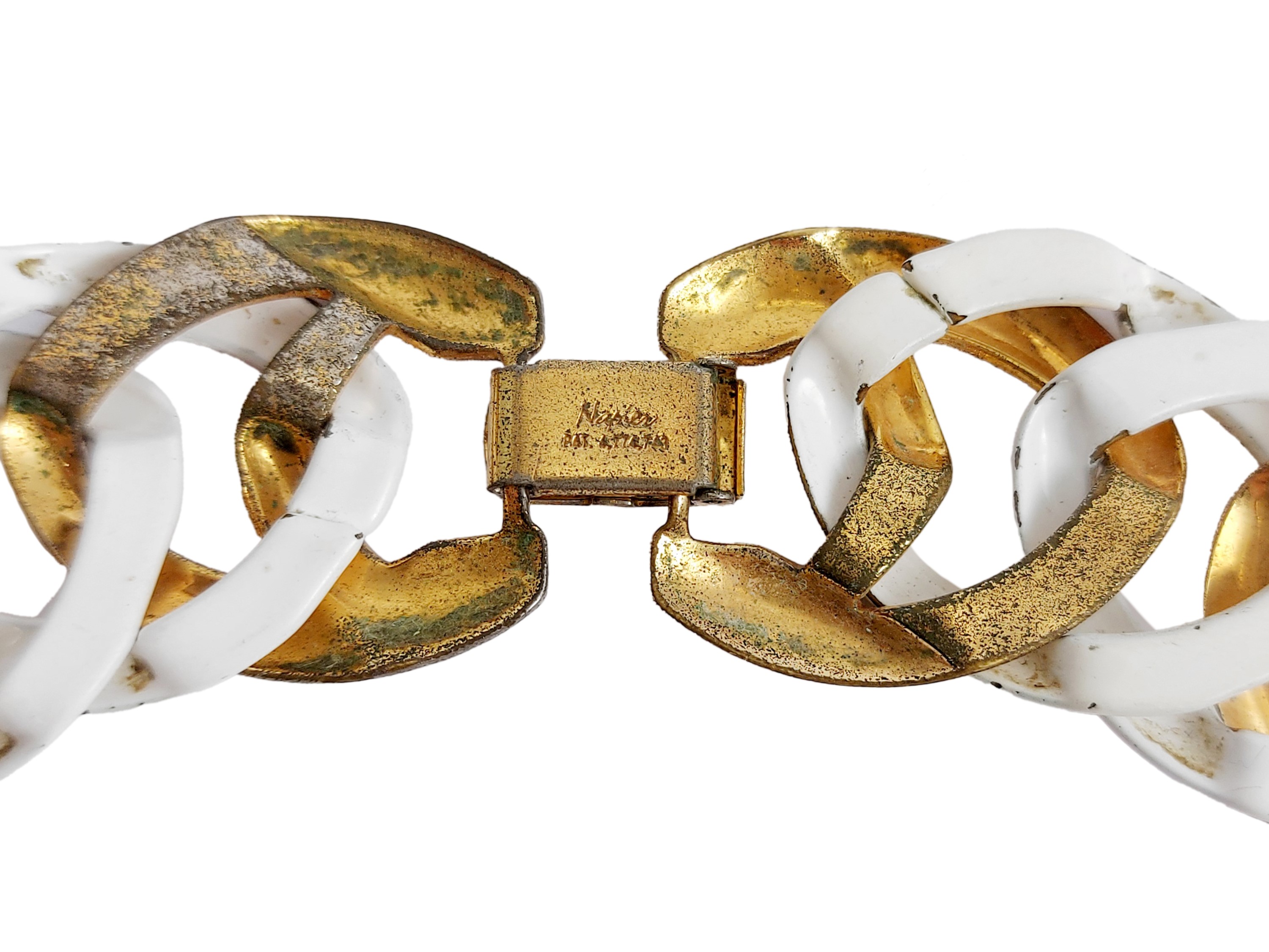 Napier - Collana a Catena in Smalto Bianco e Metallo Golden Tone