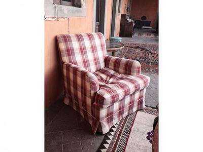 Poltrone Imbottita e Rivestita in Tessuto Scozzese