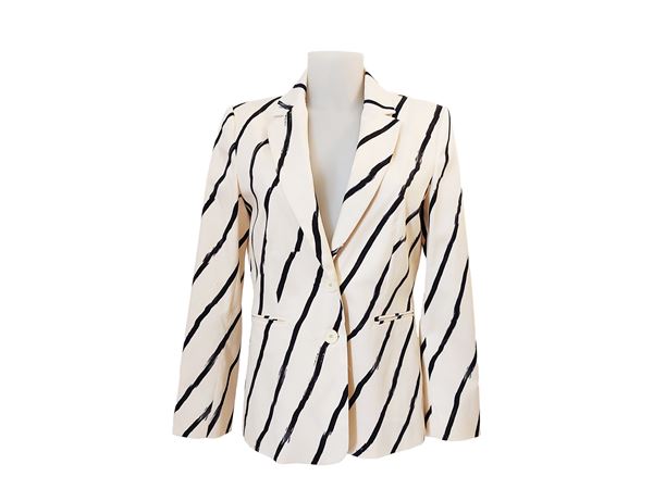 Max Mara - Tailleur pantaloni in cotone bianco e nero