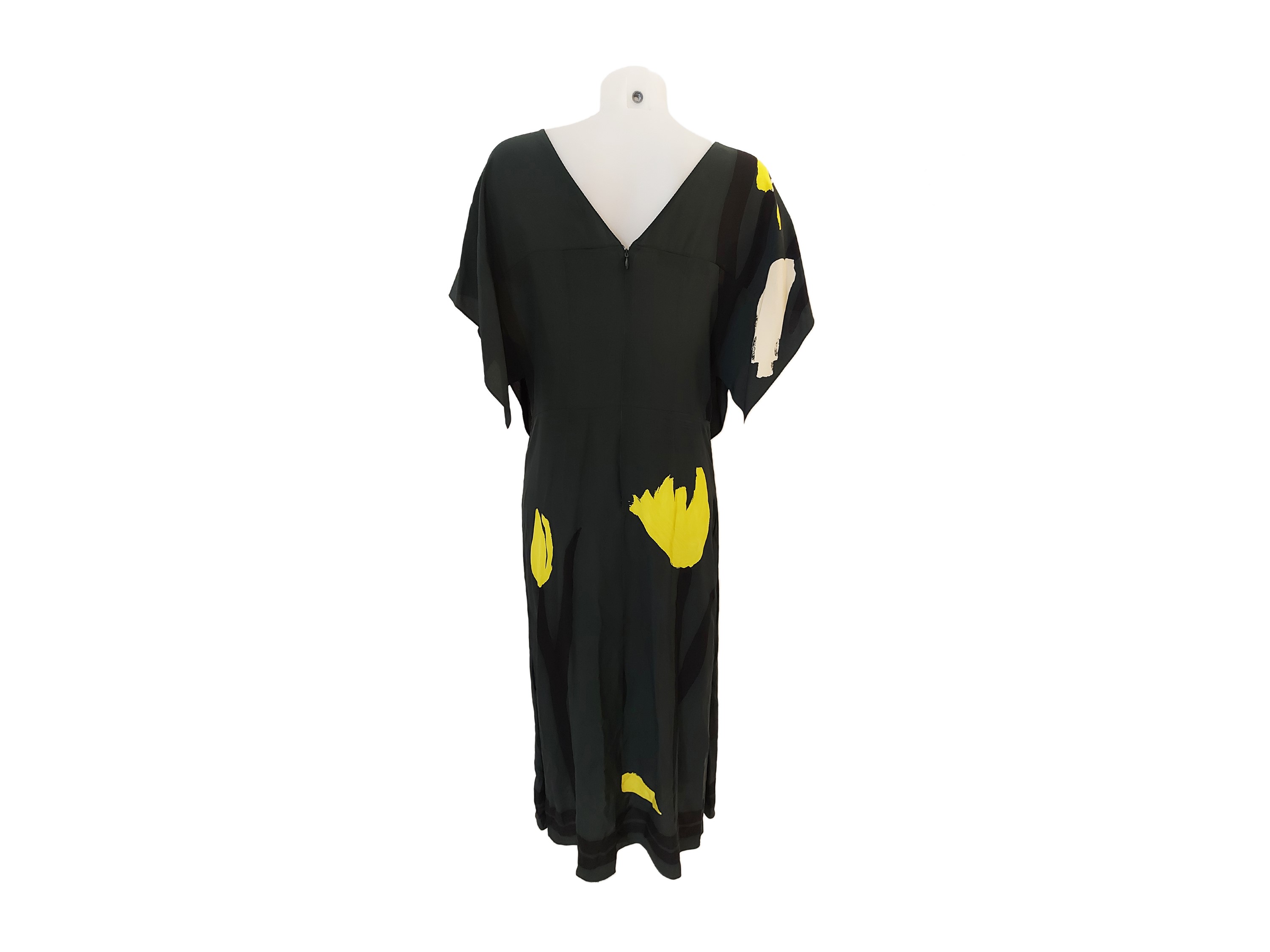 Marni - Abito in seta verde bosco fantasia