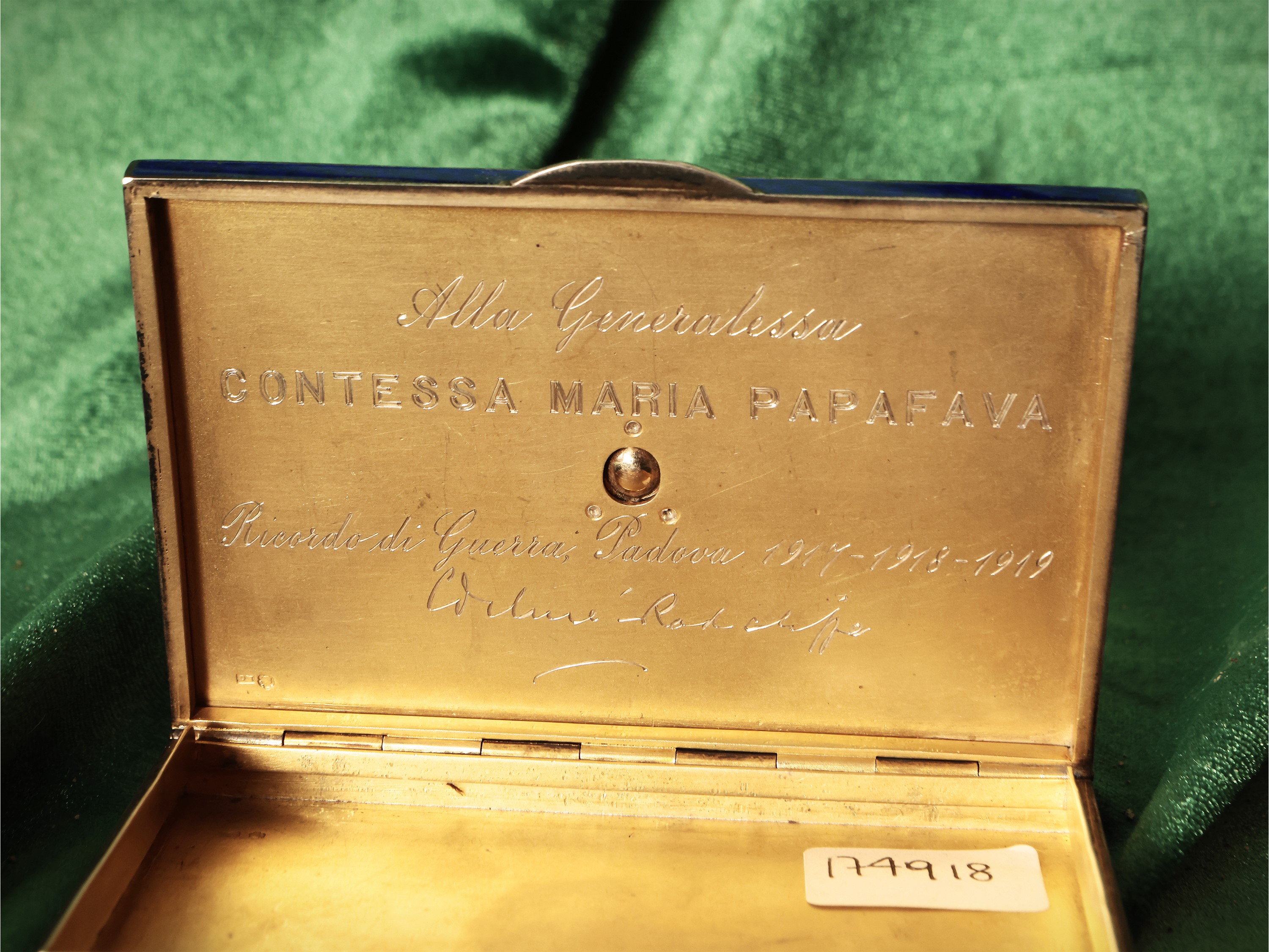 Tabacchiera Art déco in argento e smalti blu cobalto