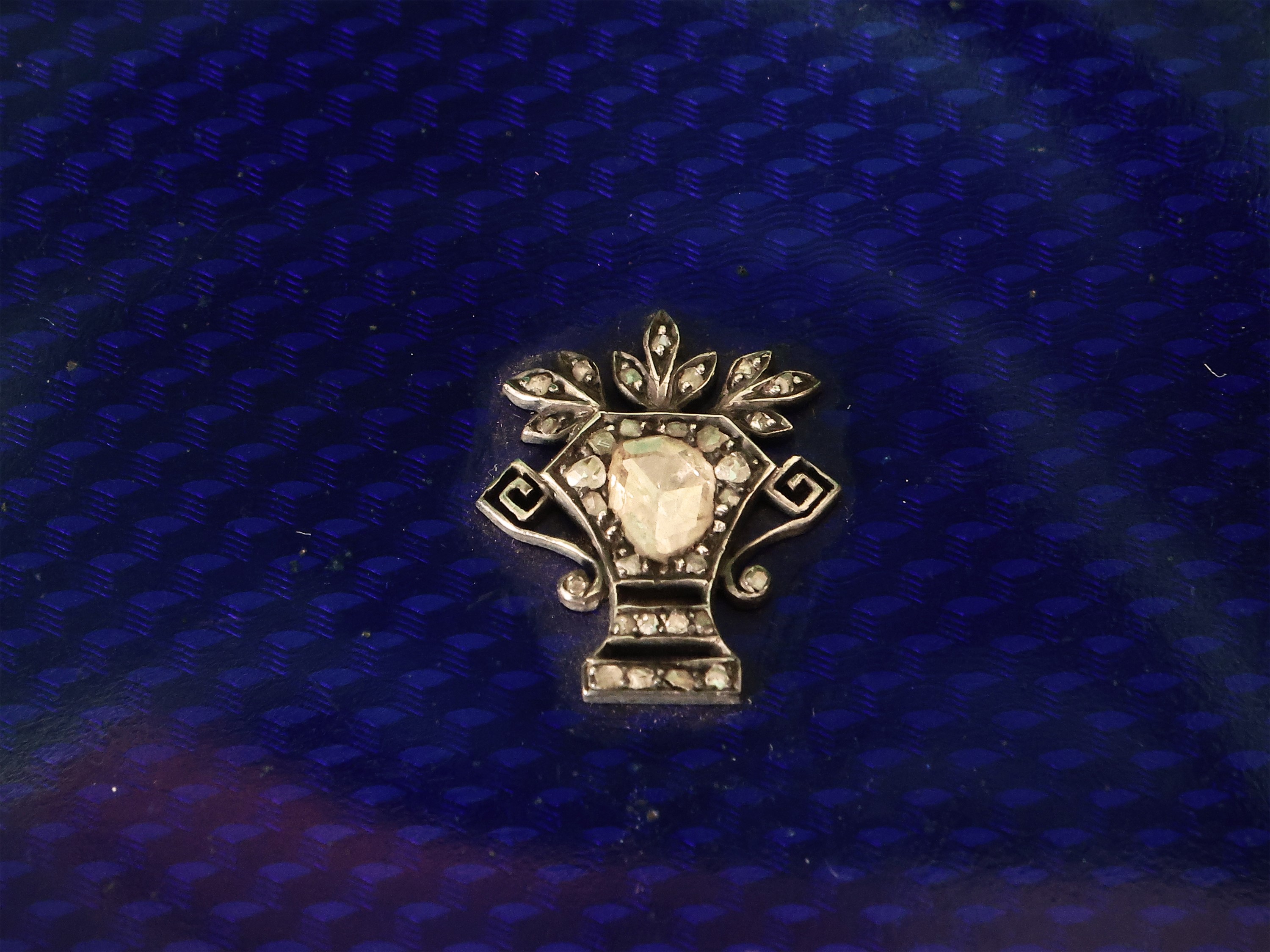 Tabacchiera Art déco in argento e smalti blu cobalto