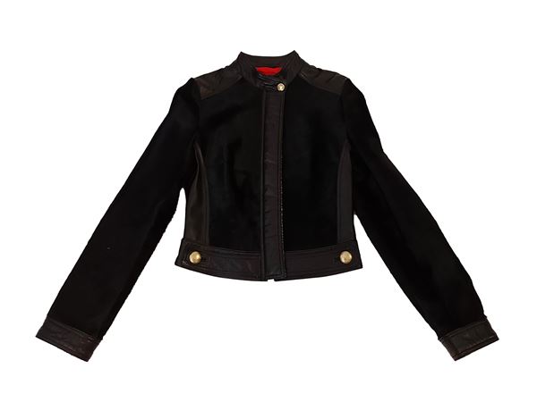 Dolce & Gabbana - Black leather and ponyskin jacket