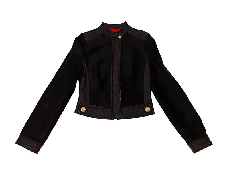 Dolce & Gabbana - Giubbotto in pelle nera e cavallino